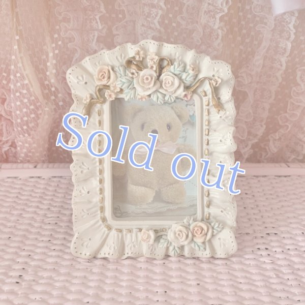 画像1: 【Vintage】Cream rose photo frame (1)