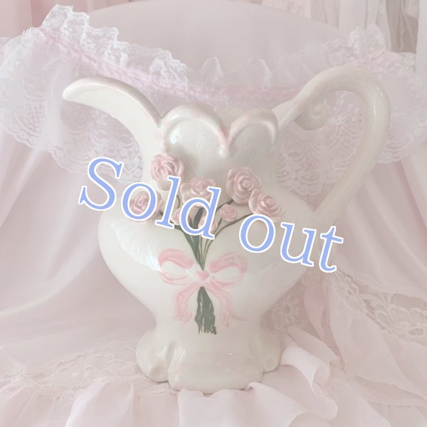 画像1: 【Vintage】 Big rose pitcher vase (1)