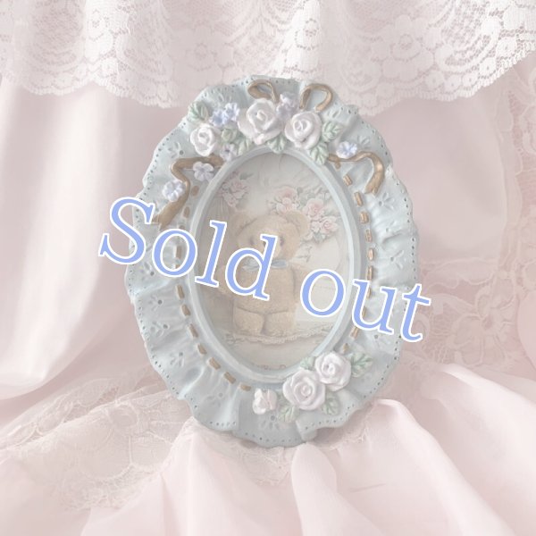 画像1: 【Vintage】Oval blue rose photo frame (1)