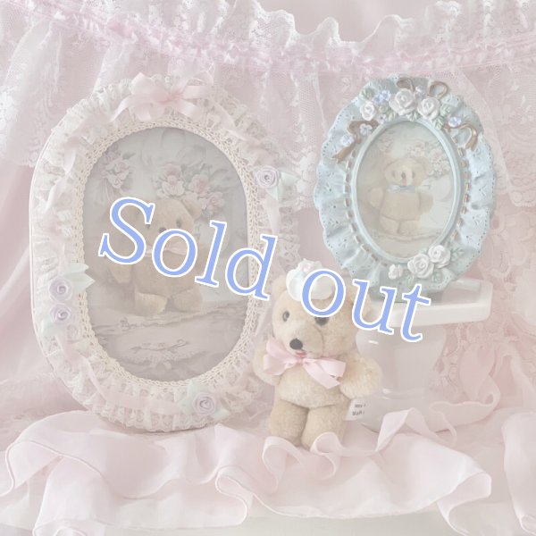 画像6: 【Vintage】Oval satin lace photo frame (6)